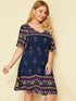 Plus Double V Neck Zip Back Floral Print Dress